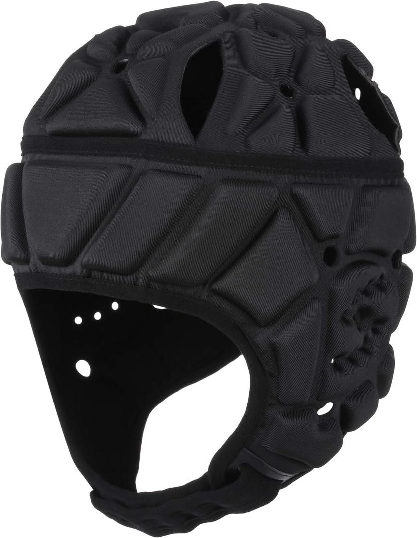 Soft Helmet for Flag Football Scrum Cap Soft Shell Helmet Rugby Headgear for Youth Adults (Large, BLACK)