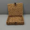 Decorative Box with Lid, Wicker Storage Basket, Water Hyacinth Woven Decorative box for Shelf, Coffee Table, Console Table, Home Decor (Large)