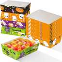 2 x WorldBazaar Halloween Paper Food Trays 60PCS Halloween Serving Trays Disposable Treat Snack Holder Trays Decorations Trick or Treat Party Supplies
