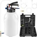 10L Transmission Fluid Pump 2 Way ATF Refill Dispenser, Pneumatic Oil Fluid Extractor & Transfer Pump with 15 Pieces ATF Adapters, Pressure Gauge & 4 Hoses for Automotive Oil Change