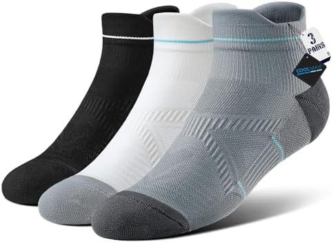 BRISIRA Coolmax Bamboo Viscose Women Compression Running Ankle Socks No Show Athletic Wicking Thick Cushioned Arch Support, L