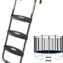 HBTower Trampoline Ladder, 3-Step Trampoline Steps with Horizontal Wide Steps, Skid-Proof Steps Universal Hook, UV Treated Steel, 220Lbs Capacity Trampoline Stairs Accessories for Kids/Children