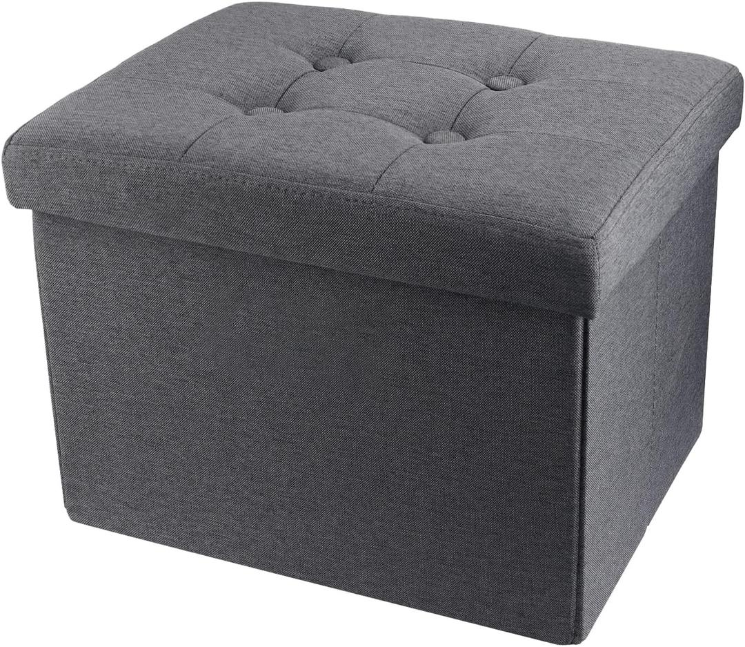 ALASDO Storage Ottoman Footrest Stool Small Ottoman with Storage Foldable Ottomans Foot Rest Footstool Bench for Living Room 12" x 16" Grey