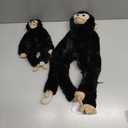 2pcs Chimpanzee Hanging Stuffed Animal Mother with Baby Hangs Plush Toys, Hooks and Stuffed Animals with Rings for Kids, Gifts for Boys and Girls, Black