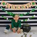 Lucky Banner, 4 Pcs St. Patricks Day Decoration Burlap Bunting Pennant and Felt Shamrock with Green White Pom Pom Ball Garland Irish Lucky Day Party Hanging Decor for Home Mantel Office Classroom