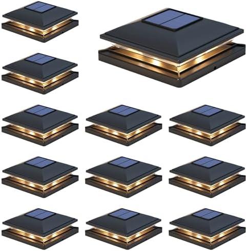 APONUO Solar Post Cap Lights, 12 Pack 2-Modes Bright Deck Post Lights Solar Powered Outdoor Waterproof Garden Patio Fence Deck Decor for Fence Deck Post 4x4, 6x6 Wood,4x4, 5x5 Vinyl