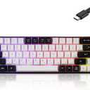 Guiheng Wired Portable 60% Mechanical Gaming Keyboard,RGB LED Backlit Compact 68 Keys Mini Wired Office Keyboard with Red Switch for Windows Laptop PC Mac - White
