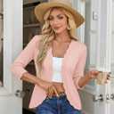 GRACE KARIN Women Lightweight Summer Cardigans 3/4 Sleeve Cropped Cardigan Sweaters Open Front Bolero Shrug (Pink, L)