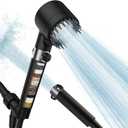 PWERAN Filtered Shower Head with Handheld, High Pressure 3 Spray Mode Showerhead with 18 Stage Water Softener Filters for Hard Water - Remove Chlorine-BLACK