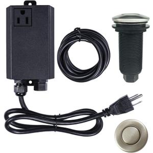 Garbage Disposal Air Switch Kit Sink Top Waste Disposal Long Stainless Steel Brushed Nickel On/Off Air Button Food and Waste Disposals Part by Etoolcity