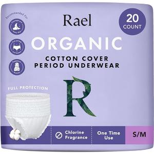 Rael Disposable Underwear for Women, Organic Cotton Cover  Postpartum Essentials, Leak Locker, Unscented, Maximum Coverage (Size SM, 20 Count)