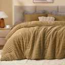 BEDELITE Fleece Full Comforter Set -Super Soft & Warm Fluffy Brown Bedding, Luxury Fuzzy Heavy Bed Set for Winter with 2 Pillow Cases