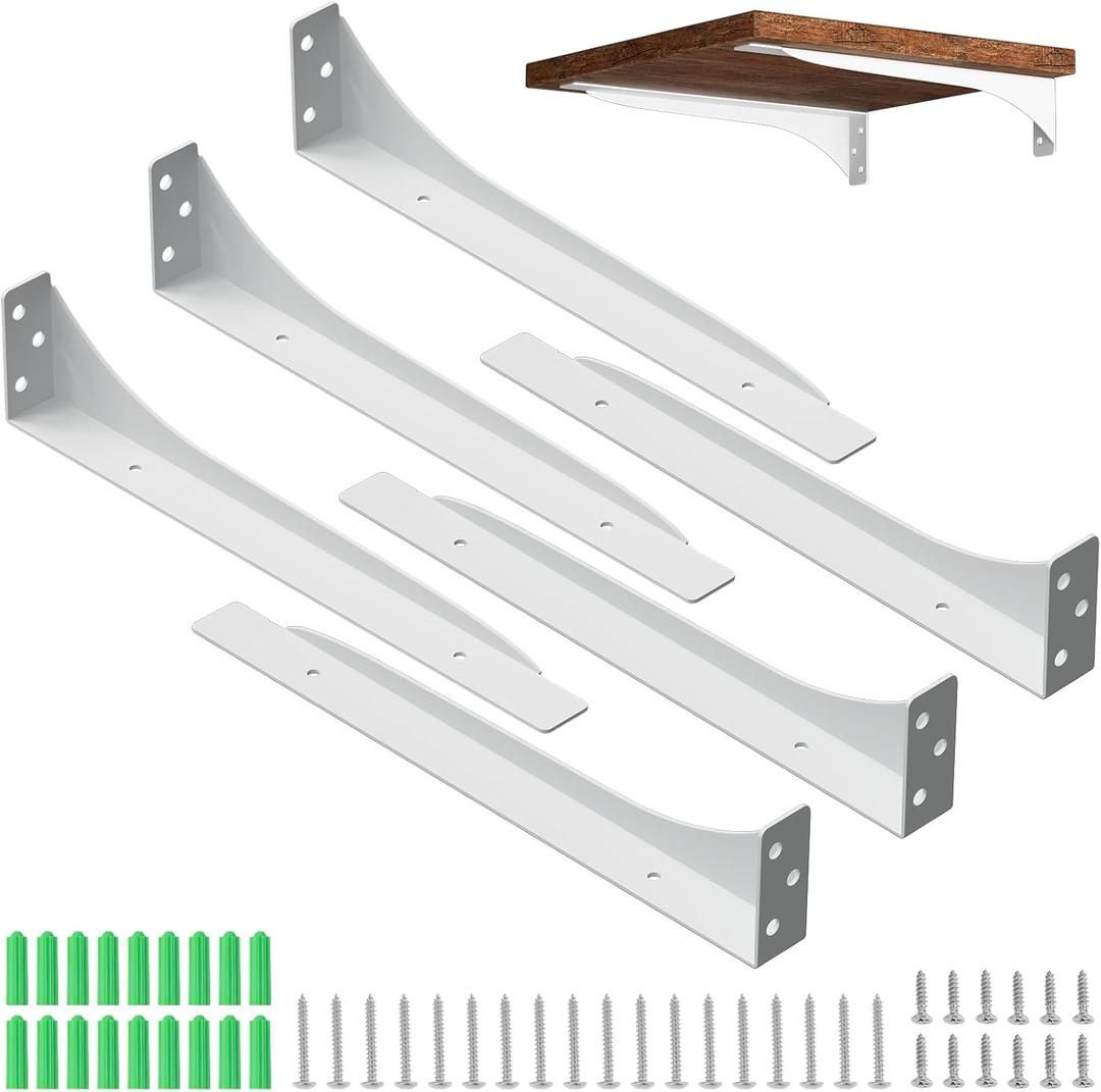 Mrodx 9.8 inch Heavy Duty Shelf Brackets,6 Pack Floating Shelf Bracket, 90 Degree L Brackets for Shelves,for Wooden Board Hanging Support