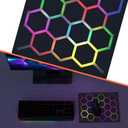 Gaming Mouse pad with Hexagonal Glowing Pattern, RGB LED Mouse pad, Multiple Lighting Modes, Supports PC Client Color Adjustment, syncs with Screen Colors