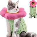 EMUST Cat Recovery Suit and Cat Surgery Suit, Cats Surgical Suit for Abdominal Wounds, Soft & Adjustable Flower Cats Cone Collar, After Surgery for Female Kittens Under 4lb(Green, S)