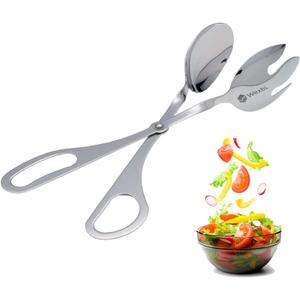 Salad Tongs, Heavy Duty Stainless Steel Tongs, Salad Tongs for Serving, 10 inch Small Serving Tongs, Perfect Kitchen Tongs (Silver)
