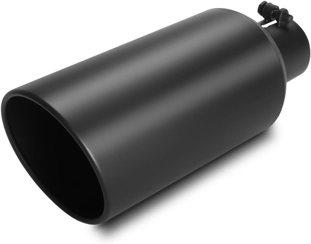 LCGP 3" Inlet Exhaust tip 6" Outlet 15" Overall Length, 3x6x15inch, Stainless Steel, Black Powder Coated Exhaust Tailpipe