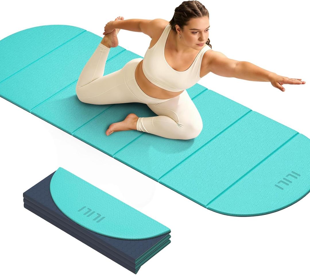 ILILI Foldable Yoga Mat, 10mm Thick, 75x26 Inch Extra Long, Exercise Mat