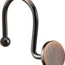 CHICTIE Bronze Shower Curtain Hooks, Oil Rubbed Rustproof Shower Curtain Rings for Bathroom, Metal Decorative Shower Hooks for Shower Curtain Rod, Set of 12 Shower Hangers Round Heavy Duty Design