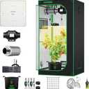 VIVOSUN Grow Tent Kit, 2.7 2.7ft Complete Grow System, WiFi-Controlled Grow System with Full Spectrum LED Grow Light, Automatic Ventilation, GrowHub Outlet A22 with Temperature and Humidity Sensor, Size: 32"x32"x63"