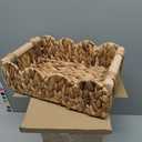 Scalloped Wicker Rattan Baskets for Shelf, Toilet Paper Storage Basket for Over Toilet Storage Shelf, End Table, Living Room, Bedroom, Shelves, Handwoven Farmhouse Home Decor, Natural Set 2 (Small)