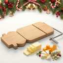 Wooden Snowman Cheese Slicer with Stainless Steel Blade, 9.5" x 5.8" x 0.6", Tightness Adjustable, Beech Wood Snowman Cheese Cutter for Block, Easy to Replace