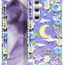 for Galaxy A35/A55 5G Case,3 in 1 Oil Painting Flower Pattern Heavy Duty Shockproof Protection Silicone Rubber Bumper+Hard Plastic Protective Cover for Samsung A35/A55 6.6",Purple/Yellow