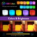 Mr.Go 14-Inch Color Changing LED Cube Light Stool, Glow Cube Seat for Kids, Modern LED Light Side Table, 16 RGB Colors Mood Lighting, Ideal for Home Garden Patio Bar Pool Party Decorative Lighting