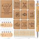 Tinlade 60 Pcs CNA Week Thank You Gift Bulk Pocket Kraft Notebook Graduation Employee Appreciation Retractable Bamboo Pen Inspirational Keychain Social Worker Gift for Volunteer Teacher(Positive)