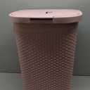 Mind Reader Slim Laundry Hamper with Lid, 60L Tall Clothes Basket, Narrow Tapered Design for Bathrooms, Closets and Laundry Rooms, Plastic, Pink (1 Piece)