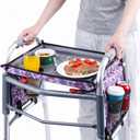 Walker Tray for Folding Walker with Cup Holder, Detachable Tray for Walker, Walker Accessories for Senior with Non-Slip Mat, Universal Fit for Meals, Drinks, Reading,Laptop (Purple with Side Pockets)