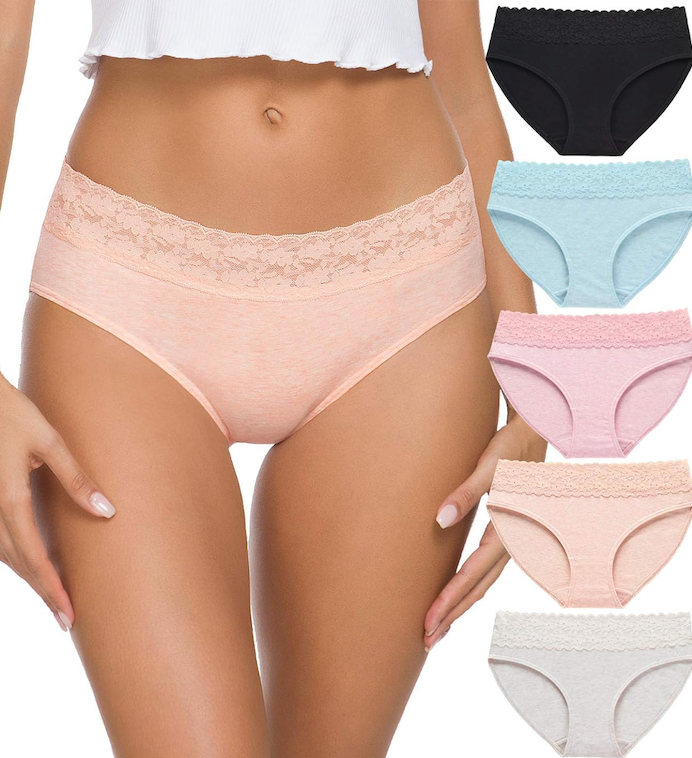 Hipster Panties for Women Underwear Lace Bikini Hip-huggers Panties 5 Pack M