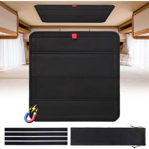Foldable Magnet RV Blackout Ventilation Shade, 16 " Skylight Vent Cover for Camper Trailer Fan (16.25 x 16.25 inches, Black-Skylight Fit)