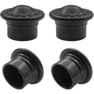 4 Pack Curtain Rod Finials for 1.1 Inch / 28mm Rods - Plastic Curtain Rod Ends Cap, Modern Decorative Drapery Pole End Plugs for Home Office Window Hardware (Black)