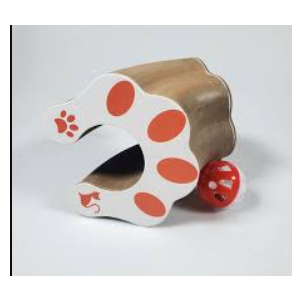 2 Pack Kitty Kurlz Cat Scratch Board with Balls Bells, Magic Organ Foldable Cat Scratching Interactive Toys for Indoor Outdoor Exercise Anxiety Relief, Auburn (One Size-2P)