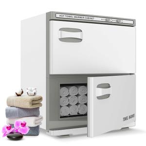 Hot Towel Warmer Professional Double Cabinet, 36L Large Capacity White Color for Spa Beauty Salon and Restaurant