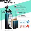 32oz Insulated Water Bottle with straw & Spout Lids Keep Cold 48H Hot 24H, Large Water Flask Bottle with Shoulder Carrier Bag, Paracord Handle & Boot for Gym, Workout & Beach