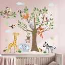Jungle Animals Wall Decals for Baby: Peel and Stick Monkey Elephant Giraffe Tiger Wall Stickers - Wall Decor Art Kids Supplies Ages 1-12 Years
