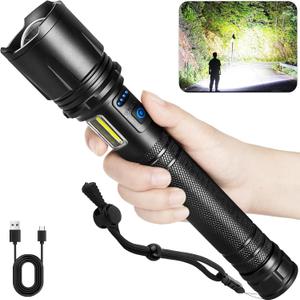 Cinlinso Rechargeable LED Flashlights High Lumens, 3000 Lumens Super Bright Flash Light with 10000   & 7 Modes, Powerful Handheld Waterproof Flashlights for Home Emergencies
