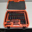 64pcs 3/8" Socket Set,Drive Impact Socket Set, SAE/Metric, Deep & Shallow, Cr-V Steel, 6 Point with Adapters, 72T Ratchet Handle, Extension BarsBit Adapter6-24mm5/16-1 inch