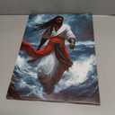 Black Jesus Walks On Water Canvas Wall Art African American God Miracle on Water Painting Wall Decor Black Man Christian Bible Stories Poster Print Artwork for Living Room Church Home Decoration (16"L x 12"W)