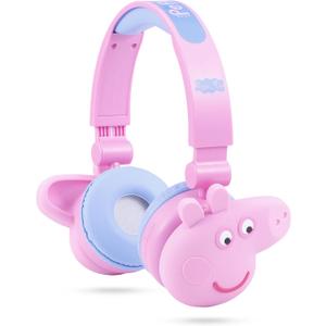 Peppa Pig - Kids Bluetooth Headphones, Wireless & Wired Over-Ear Headphones with Safe Volume, Adjustable Headband, Rechargeable Battery & Stereo Sound Perfect for School, Home, & Travel