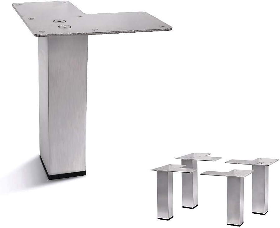 Set of 4 Stainless Steel Straight Metal Sofa Legs  Square Tube Design, Durable Furniture Legs, Modern Style (4-7/8"H)