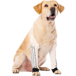 LovinPet Dog Front Leg Sleeves with Reflective Straps, Elbow & Knee Protector Recovery Sleeve for Medium & Large Dogs, Pair for Both Front Legs, Breathable Padded Support for All-Season Use,White,3XL