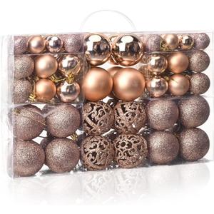 MeetXmas 100PCS Christmas Balls Ornaments, Rose Gold Shatterproof Hanging Xmas Tree Decorations
