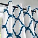 Melodieux Moroccan Fashion Thermal Insulated Grommet Room Darkening Curtains for Living Room, 52 by 63 Inch, Off White/Royal Blue (1 Panel)
