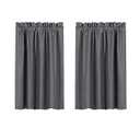 Valea Home Blackout Short Curtains Waterproof Soft Rod Pocket Kitchen Curtains for Bathroom Window Room Darkening Small Curtains for Bedroom, 2 Panels, 45 inch Length, Grey