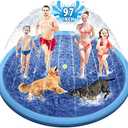 Raxurt Splash Sprinkler Pad for Dogs Kids, 97 Inch Anti-Slip Thickened Dog Pool Durable Upgrade Bath Pool Pet Summer Outdoor Water Toys, Blue