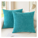 CaliTime Throw Pillow Covers Decorative 18 X 18 Inches Pack of 2 Cozy Chenille Cushion Cases for Couch Sofa Bed Living Room Home Lake Blue