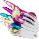 Unicorn Collection - Sparkly Flexible Unicorn Horns, Party Hats for Girls, Kids' Birthday Party Supplies (Pack of 12)